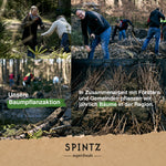 Helfer bei einer Baumpflanzaktion von SPINTZ im Wald.