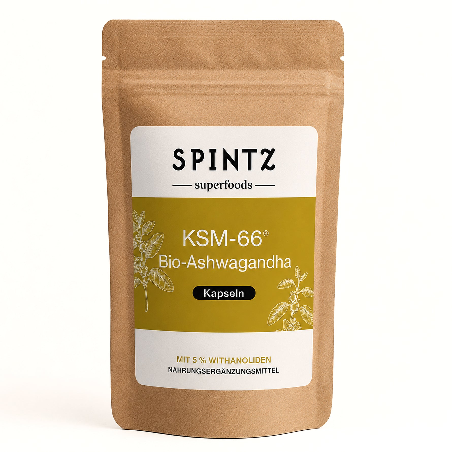 SPINTZ Bio KSM-66 Ashwagandha Kapseln im wiederverschließbaren Doypack mit 300 Kapseln