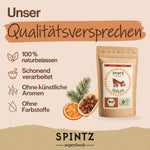 Qualitätsversprechen für SPINTZ Bio-Nelken: naturbelassen und schonend verarbeitet.