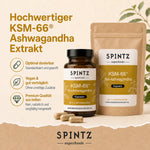 SPINTZ KSM-66 Bio-Ashwagandha Kapseln mit Informationen zu Extrakt, Withanoliden und veganer Rezeptur