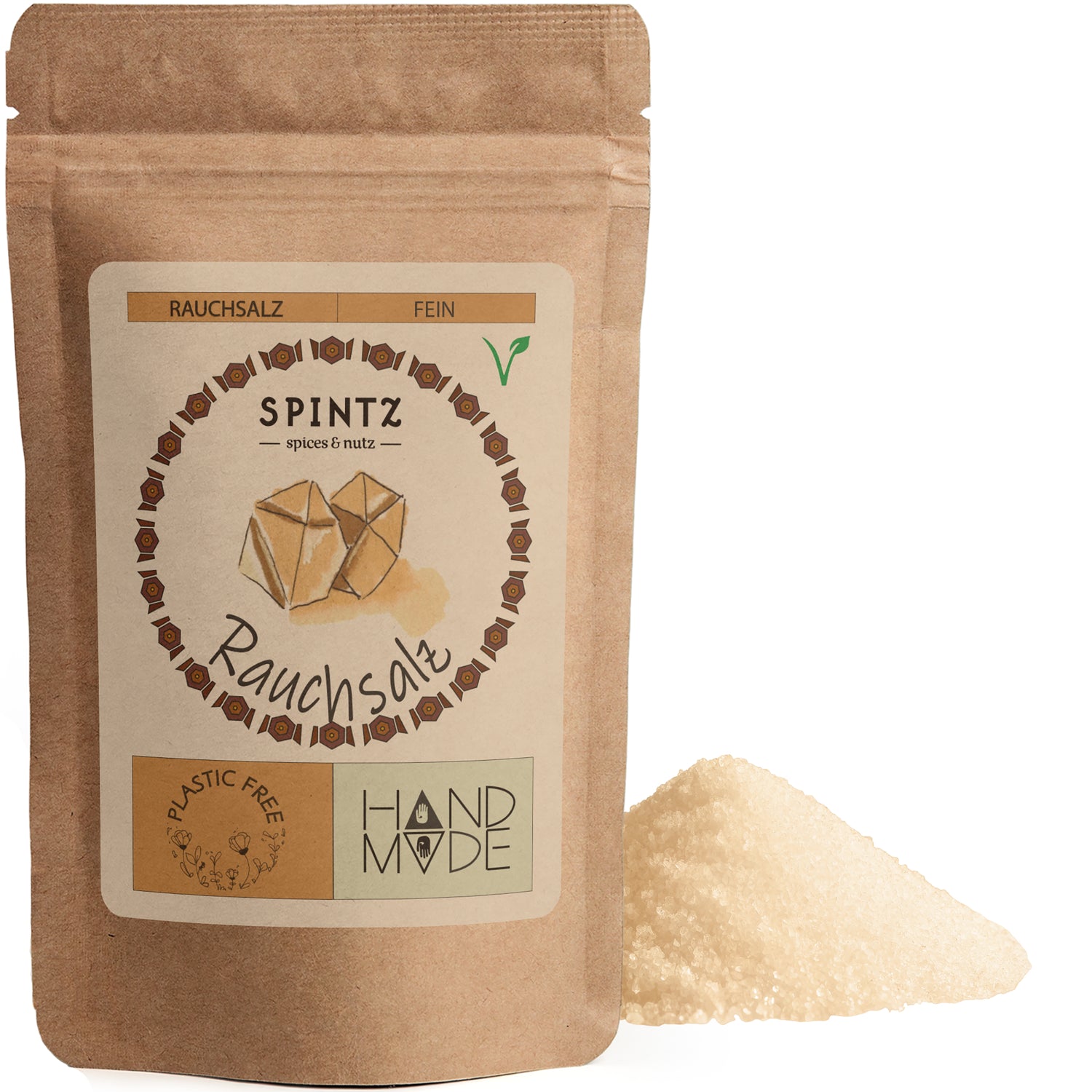 SPINTZ Bio Rauchsalz im plastikfreien Doypack – naturbelassen, intensiv rauchig und vegan
