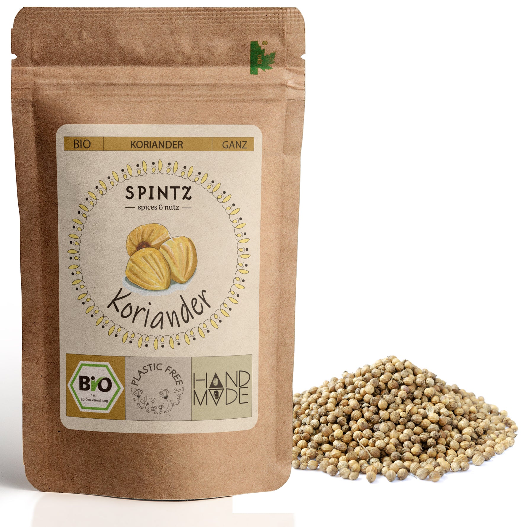 SPINTZ Bio Koriander gemahlen im plastikfreien Doypack – handverpackt, aromatisch und naturrein