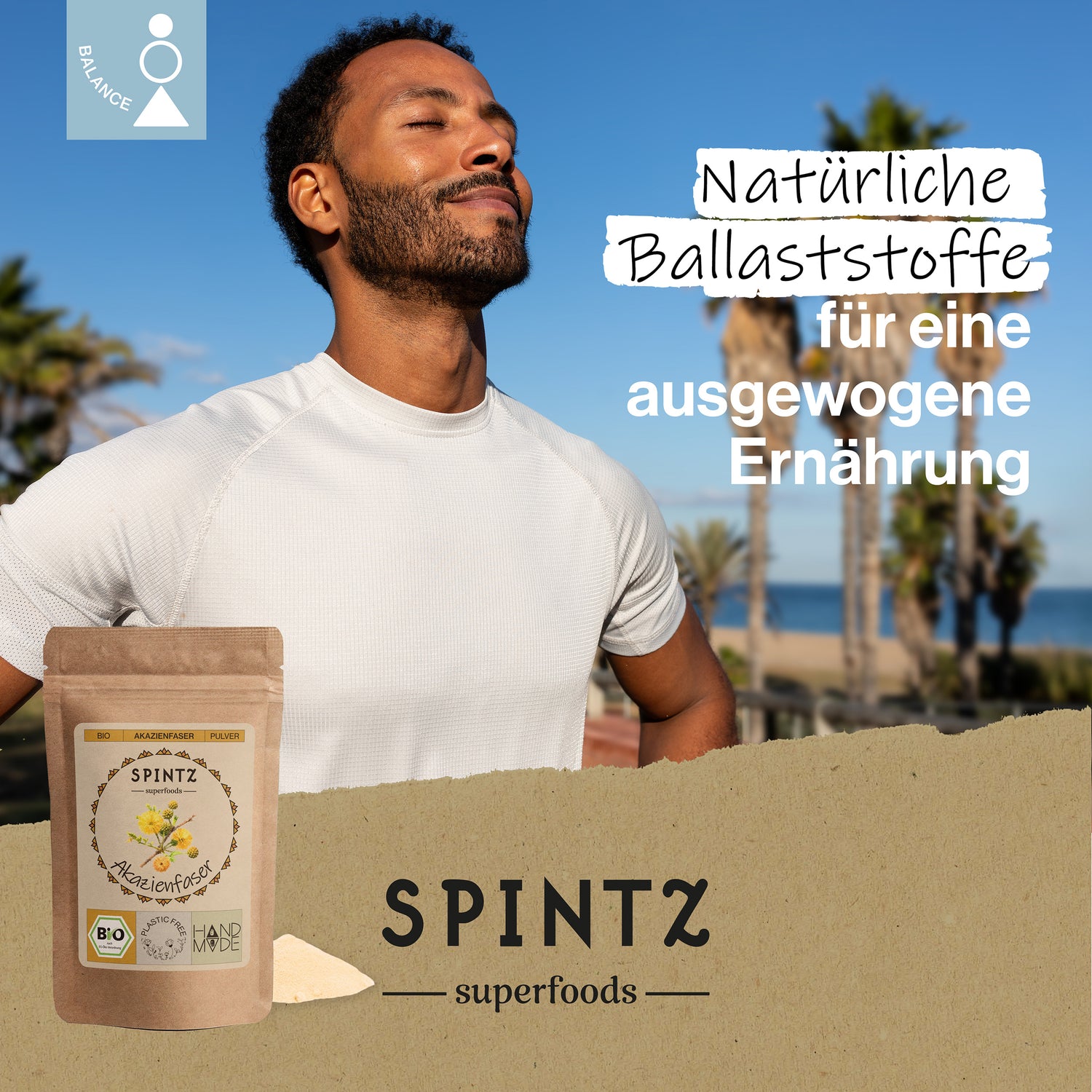 SPINTZ Bio Akazienfaser Pulver als natürliche Ballaststoffquelle für eine ausgewogene Ernährung