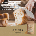 Frisches, krosses Brot mit einem Brotgewürz in traditioneller Gewürz-Kombination aus Fenchel, Anis, Kümmel und Koriander.