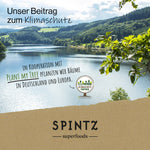 Unser Beitrag zum Klimaschutz: SPINTZ Bio-Superfoods Beitrag zum Klimaschutz – Naturaufnahme eines Sees in Deutschland, Kooperation mit Plant My Tree, nachhaltiges Engagement durch Baumpflanzungen in Deutschland und Europa, klimafreundliche Markenbotschaft
