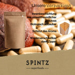 Unsere Verpackung: Unsere Verpackung, SPINTZ Gewürze im wiederverschließbaren Kraftpapier Doypack, aromadicht und praktisch zu lagern