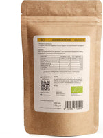 Rückseite der SPINTZ Bio Ashwagandha Verpackung mit Nährwerttabelle, Bio-Siegel und Produktangaben