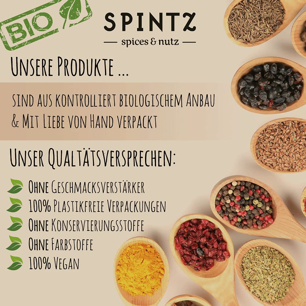 SPINTZ Qualitätsversprechen – Bio-Gewürze ohne Zusatzstoffe, plastikfreie Verpackung, handverpackt und vegan