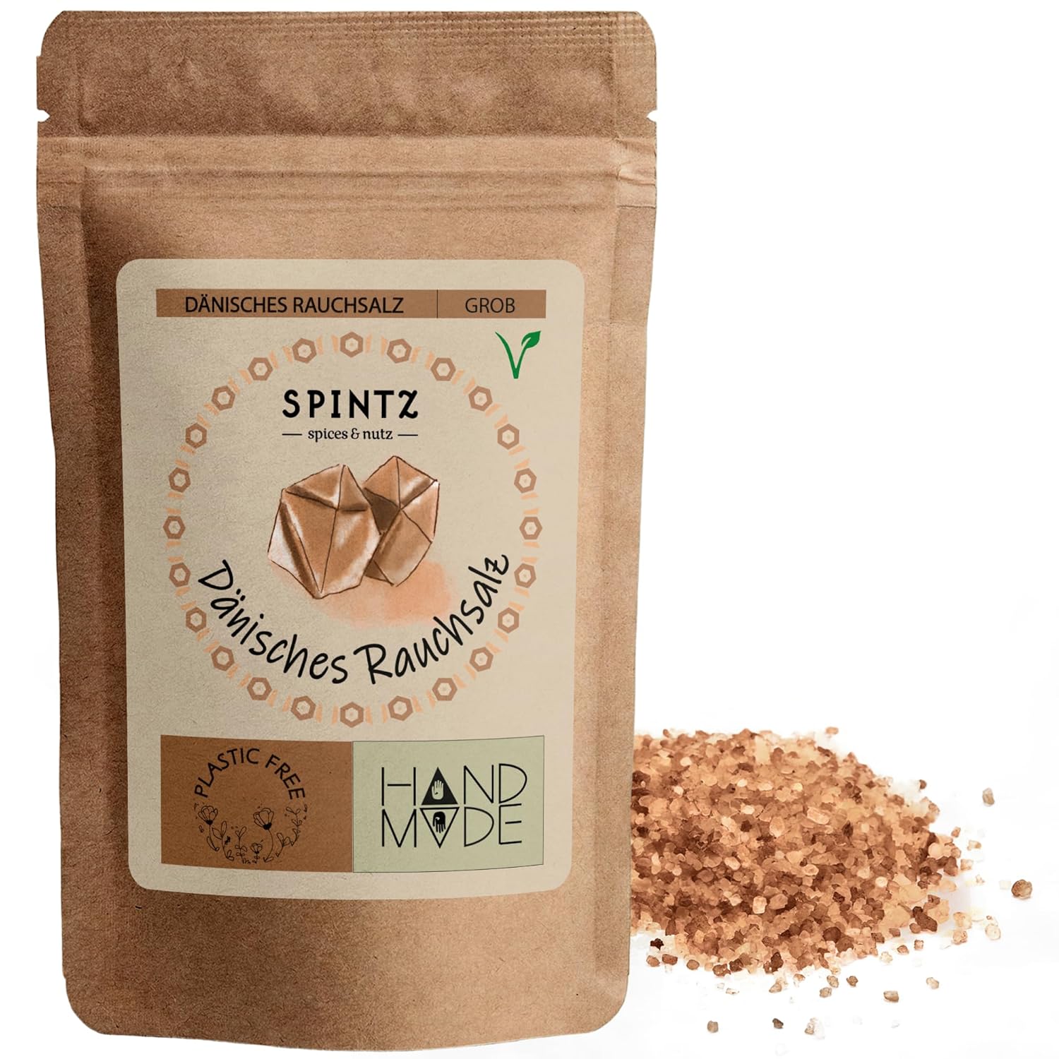 SPINTZ Dänisches Rauchsalz im nachhaltigen Doypack – handverpacktes, über Buchenholz geräuchertes Gourmetsalz aus Dänemark