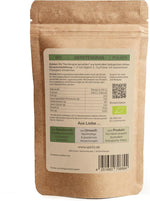 Rückseite der SPINTZ Bio Gerstengras Verpackung mit Nährwerttabelle, Bio-Siegel und Herstellerangaben