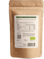 Rückseite der SPINTZ Bio Gerstengras Verpackung mit Nährwertangaben, Zutaten und Verzehrempfehlung