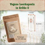 SPINTZ vegane Leerkapseln in Größe 0 mit Füllmenge 270–680 mg – transparente HPMC-Kapseln im umweltfreundlichen Doypack