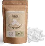 SPINTZ vegane Leerkapseln Größe 0 im nachhaltigen Doypack – transparente HPMC-Kapseln, handgefertigt, plastikfrei und wiederverschließbar