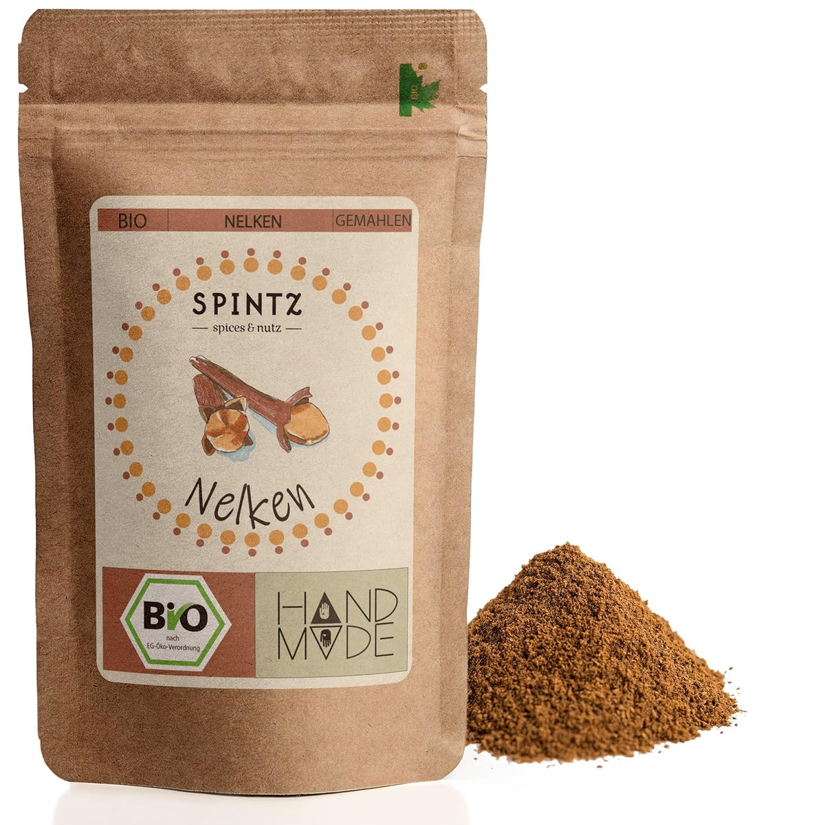 SPINTZ Bio Nelken gemahlen im plastikfreien Doypack – fein vermahlen, aromatisch und 100 % naturbelassen