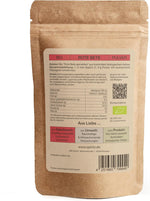 Rückseite des SPINTZ Bio Rote Beete Pulvers – Nährwerte, Anwendungshinweise und nachhaltige Verpackung