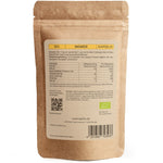 Rückseite der SPINTZ Bio Ingwer Kapseln Verpackung mit Inhaltsstoffen, Nährwerttabelle und Bio-Siegel