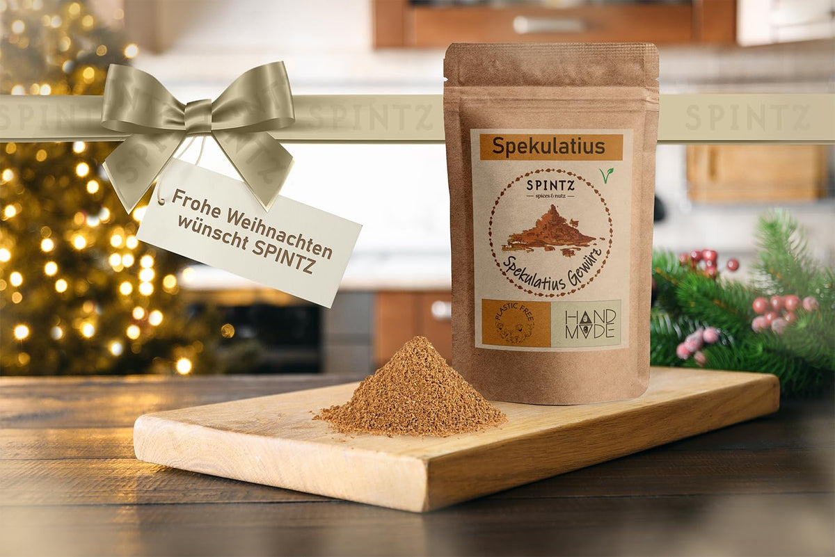SPINTZ Spekulatius Gewürz im Doypack – nachhaltige Verpackung mit Sichtfenster, perfekt für winterliches Backen