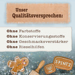 SPINTZ Qualitätsversprechen – ohne Farb-, Konservierungs- und Geschmacksstoffe, frei von Rieselhilfen, natürlich und vegan