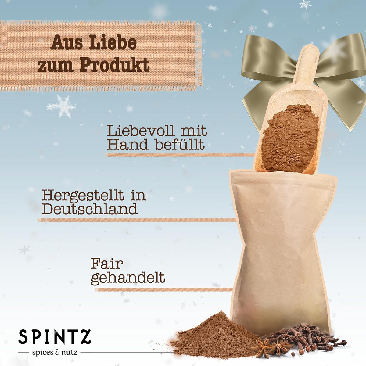 Mit Liebe von Hand befüllt – SPINTZ Spekulatius Gewürz aus hochwertigen Zutaten, fair gehandelt und in Deutschland hergestellt