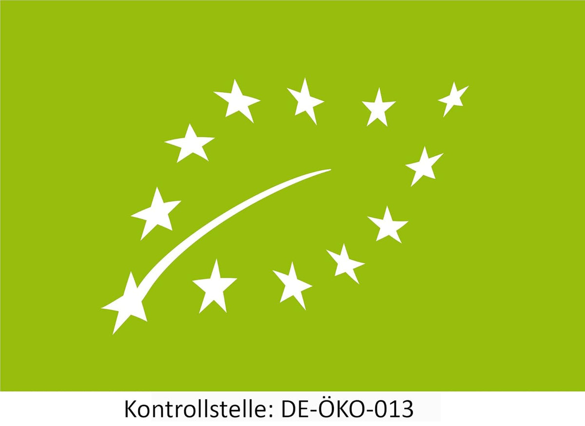 EU-Bio-Siegel DE-ÖKO-013 – zertifizierte Bio-Qualität des SPINTZ Weinsteinpulvers gemäß europäischen Öko-Standards