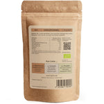 Rueckseite von Spintz Bio-Cumin Pulver im kartonfarbenen, plastikfreien Doypack vor weissem Hintergrund