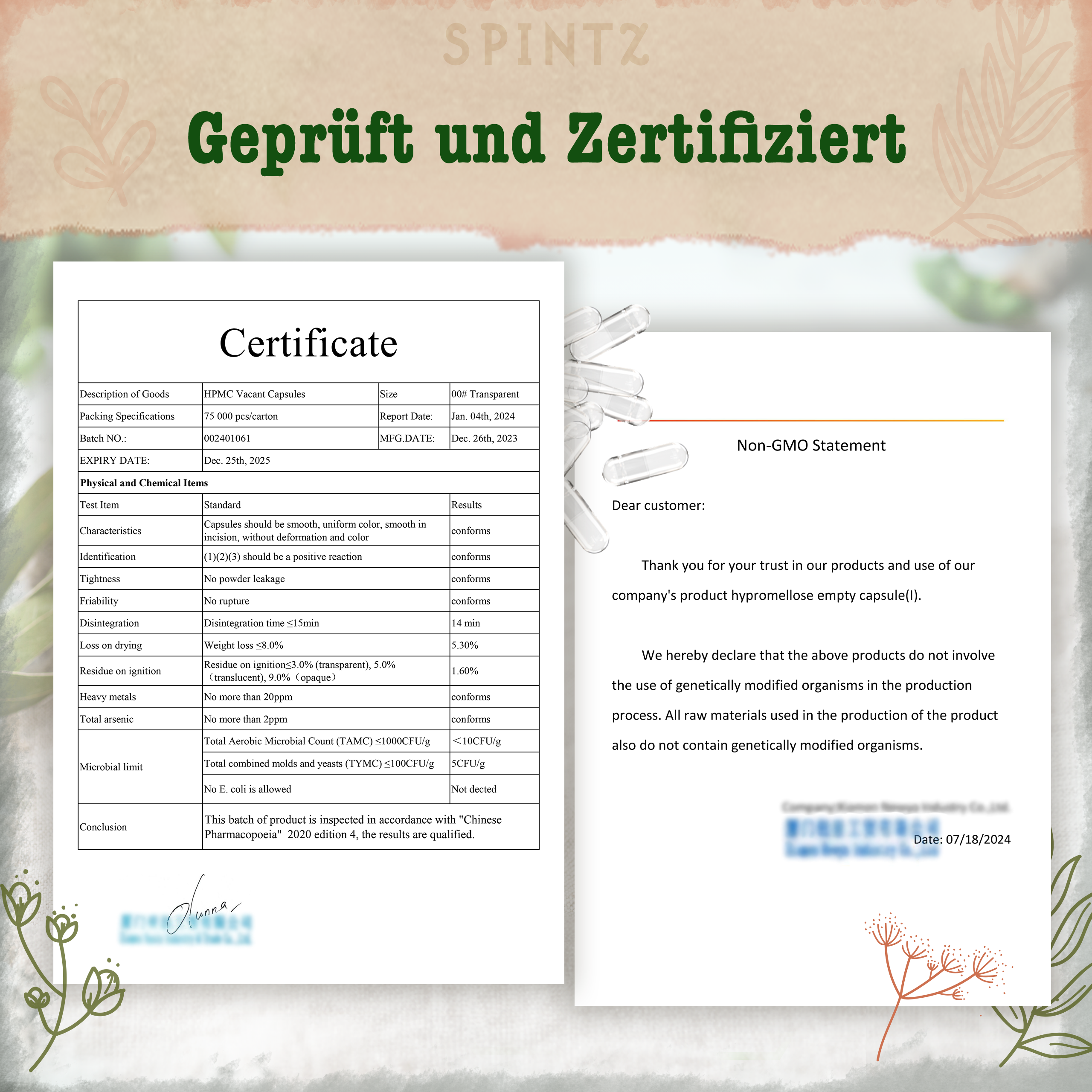 SPINTZ Leerkapseln Größe 0